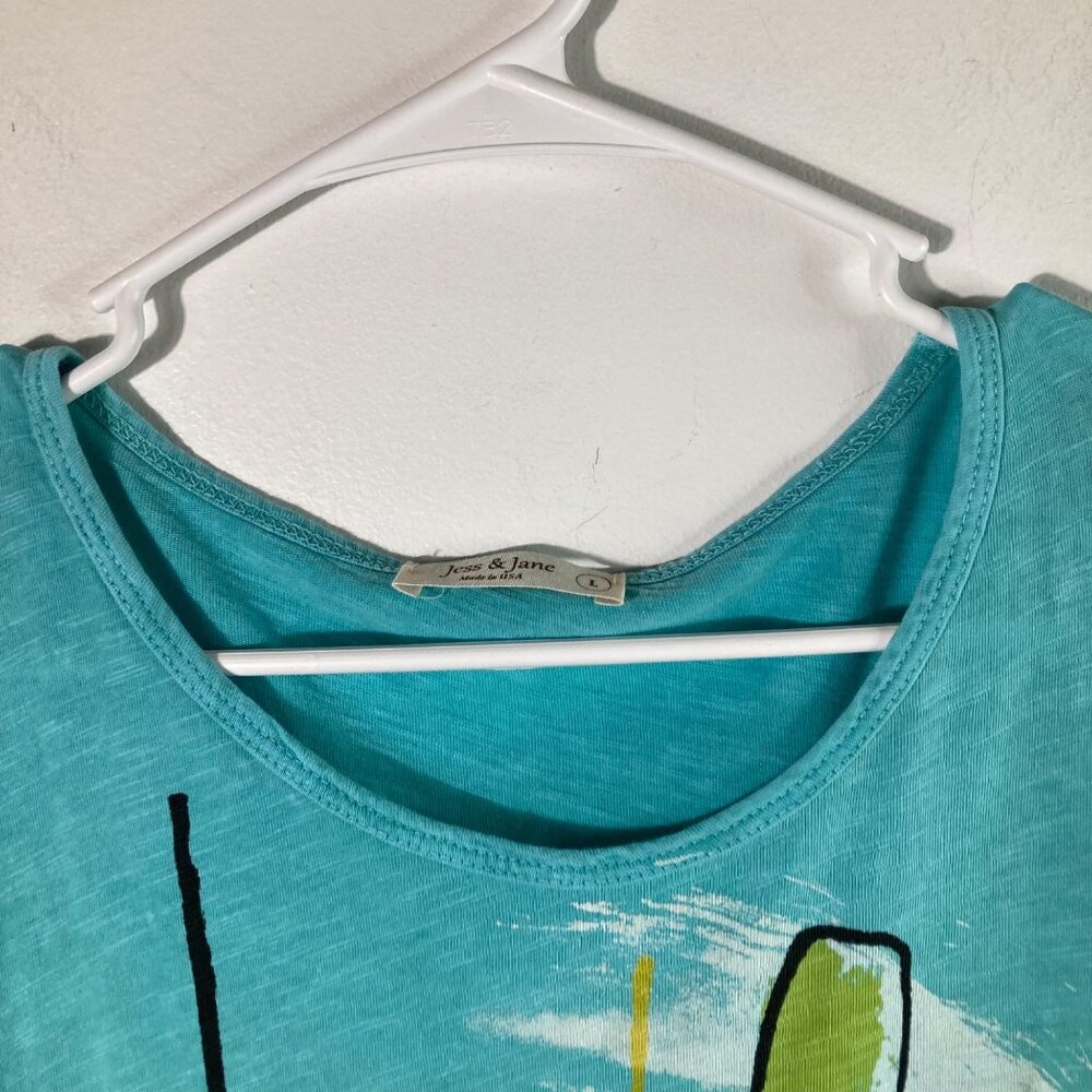 Abstract Print Teal Blouse - Picture 4 of 10